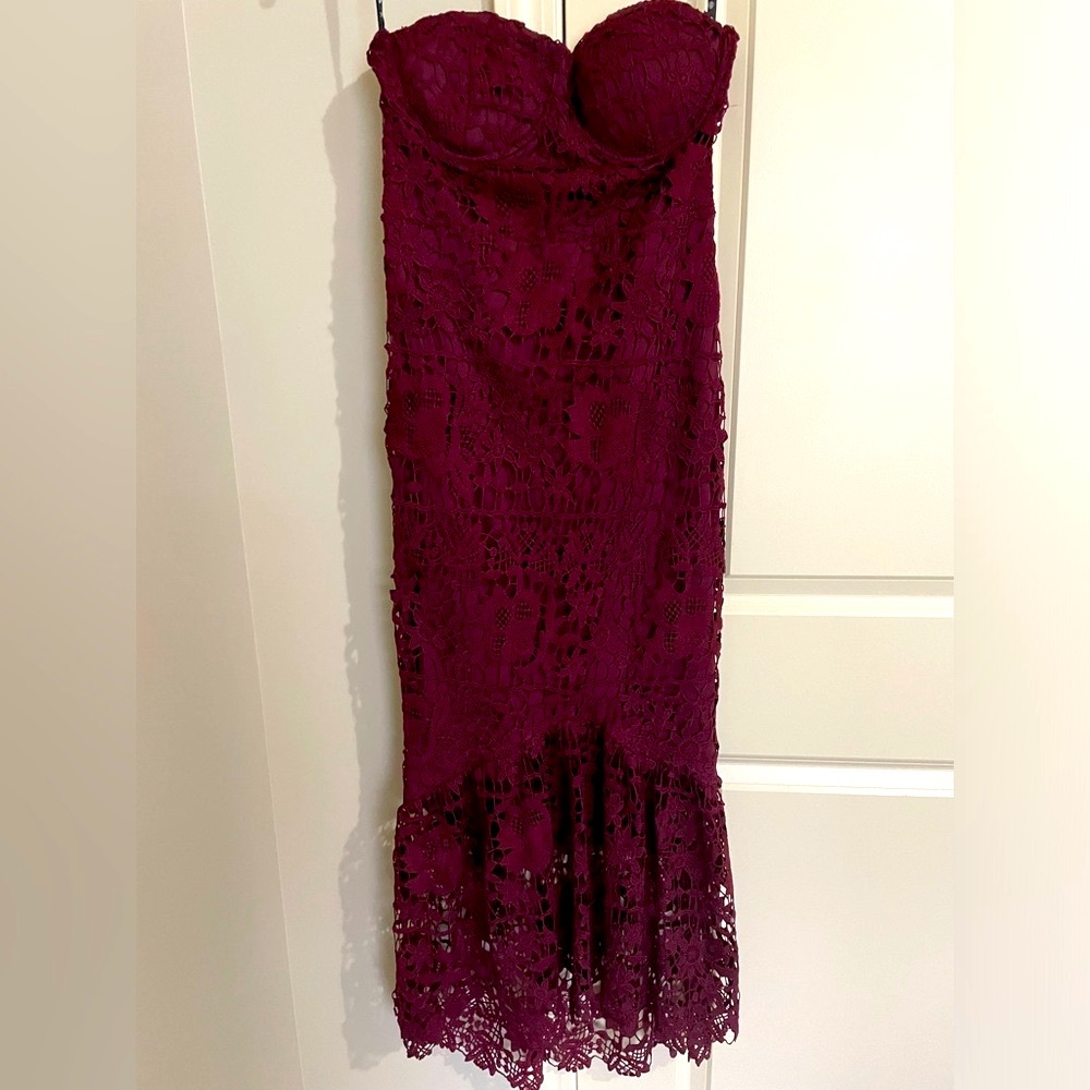 Lace Bandeau Bust Cup Midi Dress, Size 8